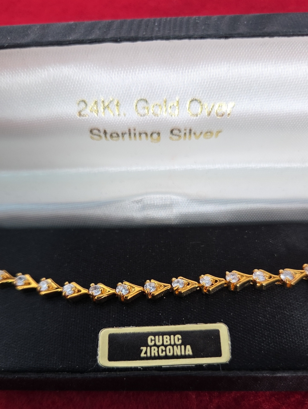 FMC 24Kt Gold Over Cubic Zirconia 7" Tennis Bracelet - Gold